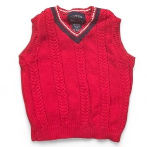 BOWEN & WRIGHT EUC BOYS RED COTTON VEST CHRISTMAS TOPS SWEATERS KIDS SZ 24 MTHS